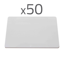 MIFARE-CARD-50P - Tarjeta de proximidad ID por radiofrecuencia MIFARE pasivo Frecuencia 13.56 MHz Apta para impresoras de tarjetas Pack de 50 tarjetas