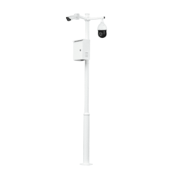 KIT-BACULO-35-BLANCO - Báculo desmontable de 3,5m de altura en acero galvanizado de color blanco con soporte para cámara y speed dome