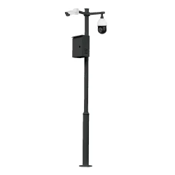 KIT-BACULO-35-NEGRO - Báculo desmontable de 3,5m de altura en acero galvanizado de color negro con soporte para cámara y speed dome