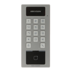 DS-K1T502DBFWX -  Terminal 2en1 Autónomo Exterior APP Hik-Connect. Control Acceso tarjeta/teclado/huella y Portero audio. Hikvision