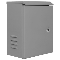 BACULO-CAJA-SH-41-GRIS - DISTRIBUTION BOX. Caja de acero 300x400x180 para báculos de 3.5m y 4.5m. Color gris