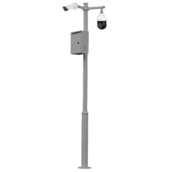 KIT-BACULO-40-GRIS - Báculo desmontable de 4m altura en acero galvanizado de color gris con soporte para cámara y speed dome