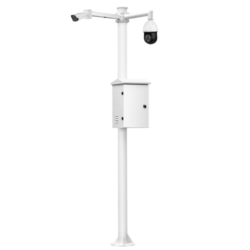 KIT-BACULO-60-BLANCO - Báculo desmontable de 6m de altura en acero galvanizado de color blanco con soporte para cámara y speed dome