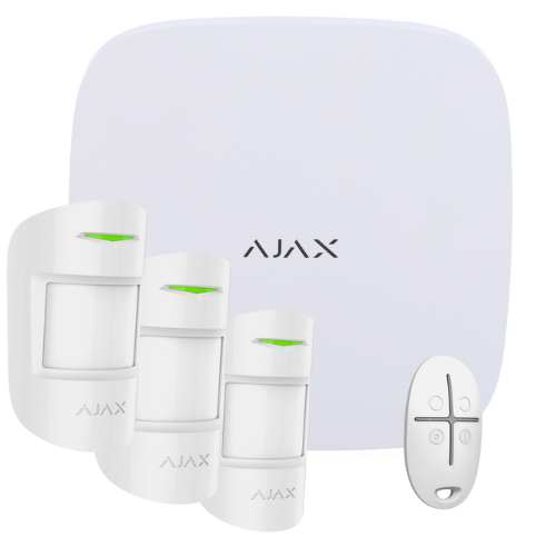 AJ-KITHUB3 - KIT Alarma AJAX (1 PANEL/GPRS/IP + 3 PIR + 1 MANDO) BLANCO