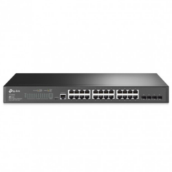 SG3428 - Switch TP-Link con 24 puertos RJ-45 Gigabit y 4 ranuras SFP Gigabit.
