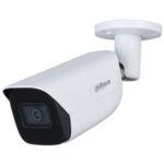 IPC-HFW3841E-AS-0360B-S2 - Cámara bullet IP 8 MP (4K), lente fija 3.6 mm, IR 30 m, micrófono integrado, analítica avanzada WizSense, protección IP67.